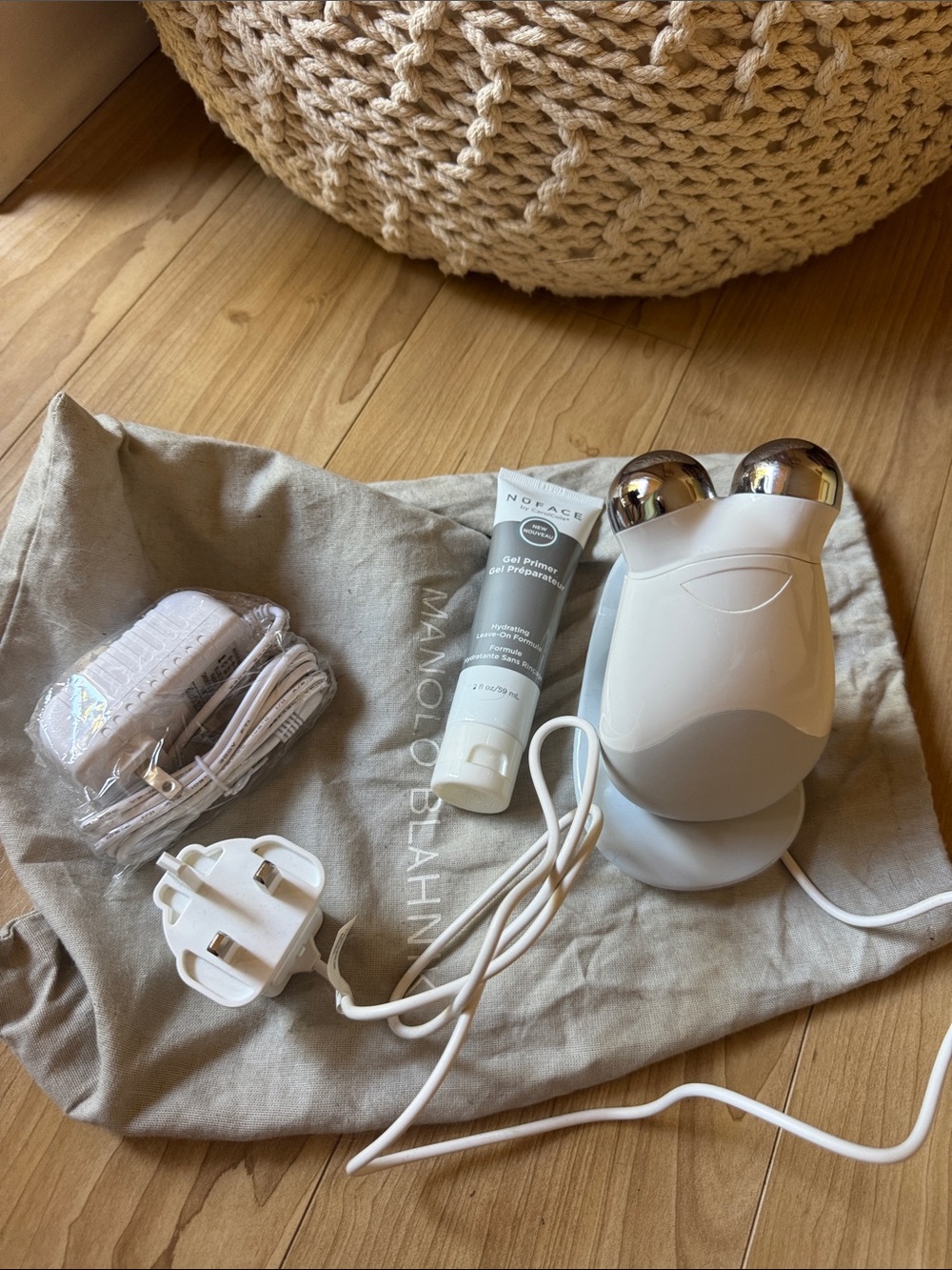 NuFace Microcurrent Facial Sculpting Device in White with Chrome Spheres